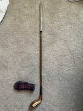 Vintage St Andrews Scotland Handmade Wooden Golf Putter with Plaid Headcover picture