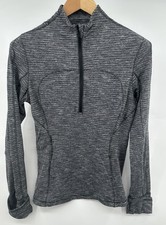Lululemon Run Briskly 1/2 Zip Coco Pique Gray Black Pullover Sweatshirt RULU 12 picture