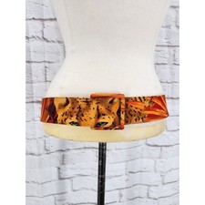 Vintage Tropical Leopard Print Wide Belt Silk Buckle Resort Vacation Maximalist picture