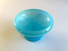 Vintage Fenton 60s Pekin II Art Glass Compote Bowl - Blue Aqua - Beautiful picture