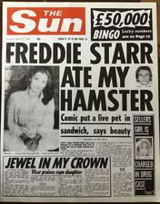 1986 POSTER/NEWSPAPER 1 PAGE : “FREDDIE STAR ATE MY HAMSTER” picture