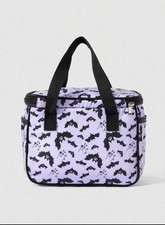 Gothic Bat Lunch Bag Insulated Cooler Tote Purple Halloween Crossbody Unisex picture
