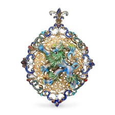 Antique Austro Hungarian Vermeil Sterling Enamel Griffin Pendant picture