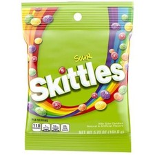 6x Skittles Sour Candy Peg Bag Bulk Sweet Snack Treats New Sealed Fresh 5.7oz picture