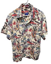 Vintage Dem Crazy Men’s Button Up Shirt Dico Print Size Large 100% Cotton  picture