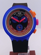 Vintage Men's Swatch Neon Chronograph Dial Black Working Condition Wristwatch picture