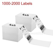 1000-2000 4x6 Fanfold Direct Thermal Shipping Labels for Zebra and Rollo Printer picture