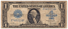 1923 $1 Silver Certificate Horse Blanket Fr 238 Woods White Large Size Blue Seal picture