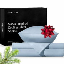 Miracle Made Extra Luxe Queen Cooling Sheet Set Gray 4pc Cotton Sateen Solid picture