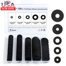 120Pcs Flat Rubber Washers Assortment Kit,16/18/20/25/30Mm Black Washer,Vibratio picture