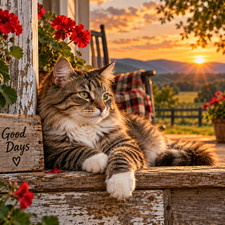 Country Cat Canvas Wall Art Rustic Farmhouse Cat Decor Country Sunset Pet Print picture