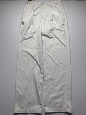 Vintage Haggar Pants Mens 34x34 White Pleated Dress Slacks Cotton Black Label picture