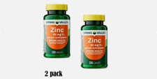 2 pack Spring Valley Zinc 50mg Caplets- 200 Count new  picture