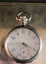 Antique Swiss 15J Anchor Pocket Watch 800 Silver Galonne Gold Trim Breguet 51mm picture
