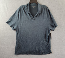 The Men's Store at Bloomingdale's Johnny Collar Linen Polo XL Dark Slate S/S picture