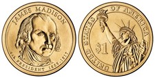 2007 P&D James Madison Presidential $1 Golden Dollar Coin – Circulated/Shiny picture