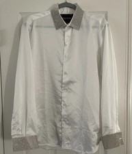 Manzini Men’s Gemstone Neck & Wrist Formal Vintage Cufflink arm dress Shirt Lrg picture
