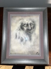 Original Leonardo da Vinci Portrait - Signed Airbrush/Charcoal - Professional UV picture