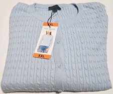 NWT Ted Baker London 100% Cotton Comfort Cable Knit Sweater 2XL Powder Blue picture