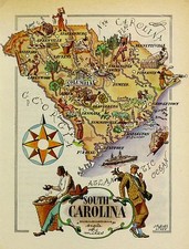 South Carolina Antique Vintage Pictorial Map  (Small/Postcard size) picture