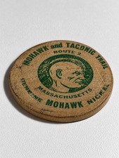 Vintage Mohawk Taconic Trail Route 2 Massachusetts Wooden Nickel 5 Cent Token picture