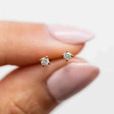 0.2CT Round Cut Lab Created Diamond Women's Stud Earrings 14K Yellow Gold Plated picture