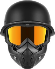 TRUSTERTHEE Motorcycle Half Helmets with Face Shield, German Large, Black picture