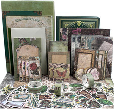Vintage Scrapbooking Supplies Kit, 185Pcs Junk Journal Kit with Scrapbook Paper picture