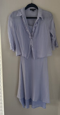 vintage 1990s Spenser Jeremy 100% silk two-piece dress set in a muted periwinkle picture