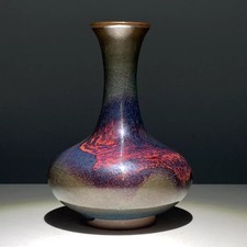 Chinese Song Jun Kiln Blue Glaze Porcelain Red Spot Vase 4.13 inch picture