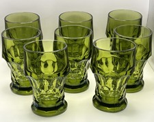 Vintage Viking Glass Georgian Honeycomb Avocado Green 5” Tumbler Glasses 10OZ picture