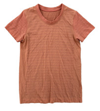 Lululemon Breeze By Short Sleeve Shirt Orange Perforated Active Top Womens 6 picture