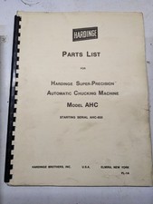 HARDINGE PARTS LIST BOOK MANUAL SUPER PRECISION CHUCKING MACHINE AHC 850 picture