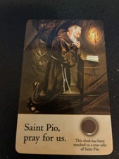 St Padre Pio Laminated Prayer Card with Relic 