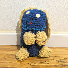 Vintage Handmade Crocheted Plush Bunny Rabbit Stuffed Animal Button Eyes picture