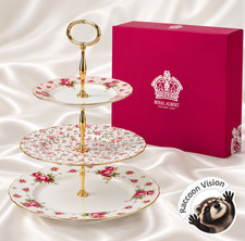 ROYAL ALBERT NEW COUNTRY ROSES WHITE 3-TIER CAKE STAND BONE CHINA 11.5
