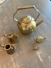 Vintage Miniature Copper Brass Tea Set w/Urns Curio Dollhouse picture