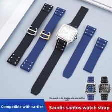 For Catier Santos Folding Clasp Waterproof Silicone Watch Strap Rubber Band 21mm picture