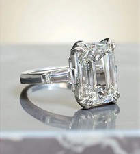 6.50Ct F VS1 Emerald Cut Lab Grown Diamond Ring IGI Certified 950 Platinum 6 picture