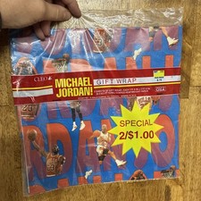 MICHAEL JORDAN Vintage Cleo Gift Wrap (2) Sheets 8.3 Sq. Ft. New Sealed made USA picture