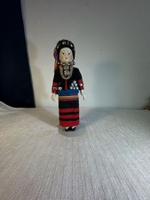 Vintage Hmong Tribe Doll: Hand-painted Porcelain, Authentic Costume - , picture