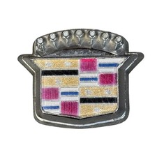Vintage Cadillac Crest Trunk Lock Emblem Badge Chrome OEM 20402790 Multicolor picture