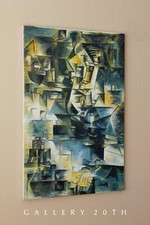 EPIC CUBIST MID CENTURY ORIG OIL PAINTING PICASSOS PORTRAIT RE-CREATION VTG ART picture