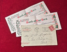 Vintage 1929 Great Depression Slogan Envelope Bank of Our Lord Christmas Checks picture