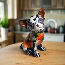 Talavera Chihuahua Statue | Mexican Folk Art Dog Figurine picture
