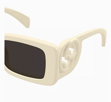 Gucci Women’s Square Sunglasses Ivory Plastic Frame Black Tinted Lenses GG1325S picture
