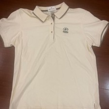 Antigua Green Bay Packers Polo Shirt Mens Large Cream Vintage Short Sleeve NFL picture