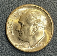1957-P U.S. Silver Roosevelt Dime – Brilliant Uncirculated - 90% Silver picture