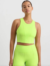 AJE Athletica Crossback Crop Top 316 Size 10 Lime Green Recycled Nylon Stretch picture