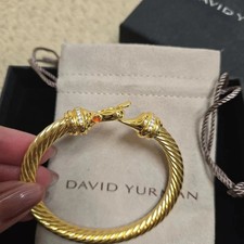DAVID YURM 7mm 18k Gold Cable Hook Clasp Bracelet with Diamond picture